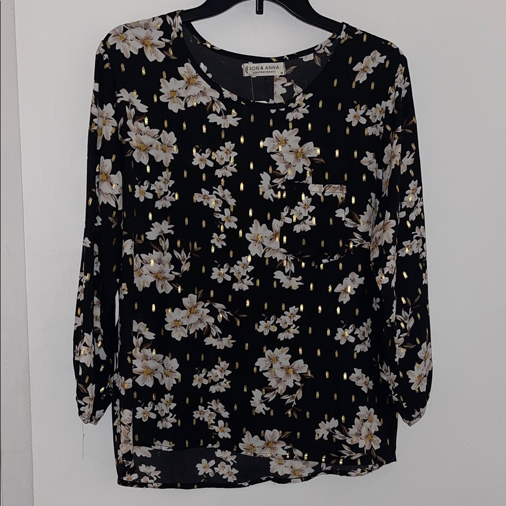 Jon & Anna Black Floral Blouse